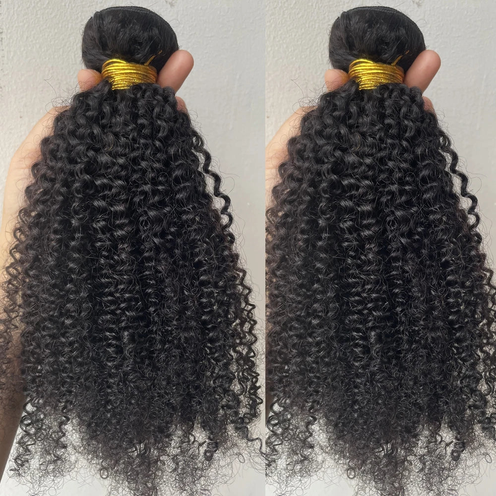 Afro Kinky Curly Bundles Human Hair Afro Kinky  Human Hair Unprocessed Virgin Hair Bundles for Women Natural Black