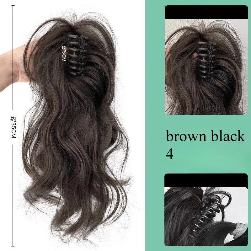 Ashely 14inch Waterfall Half A Ponytail Wig for Woman Clip-on High Ponytail Hair Clips Synthetic Wig High Quality Hair Extension