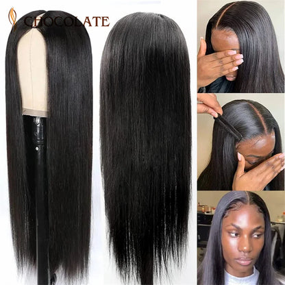Malaysian Straight V Part Wig Human Hair Wigs For Women Straight Wigs No Leave Out Side Part Wig Machine Made Human Hair Wig