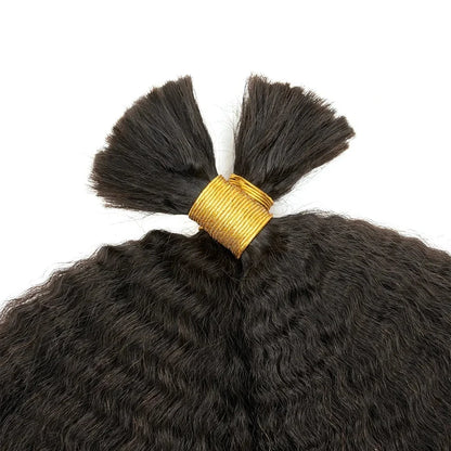 Kinky Straight Human Braiding Hair Bundles No Weft Yaki Straight Bulk Hair For Braiding 100% Unprocessed Human Hair Extensions