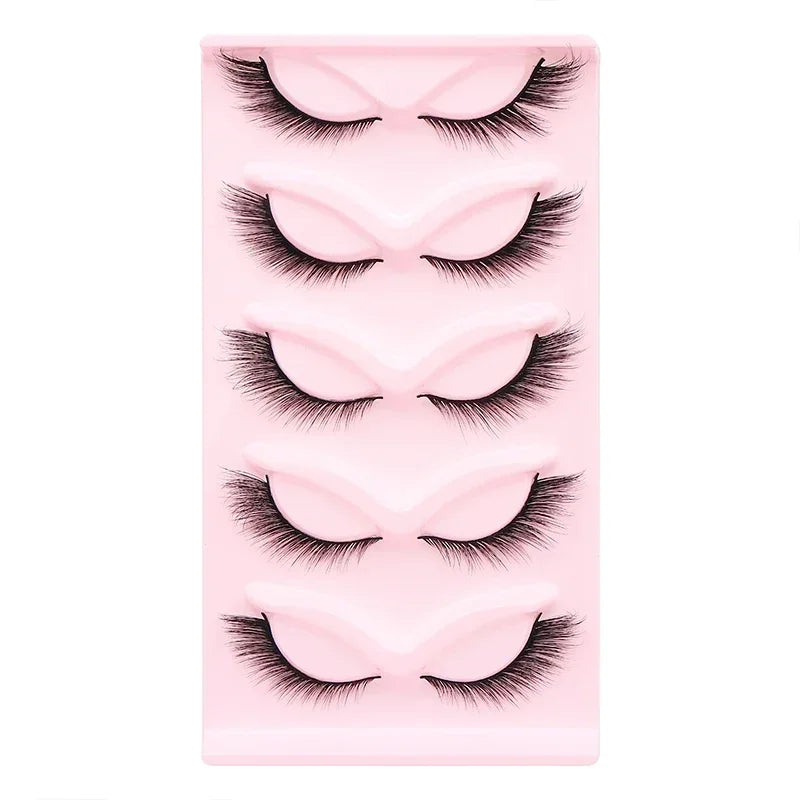 5 Pairs Cat Eye Lashes Faux Mink Eyelashes Natural long Manga Lashes Winged End Eye Elongated Eyelashes Fake Lashes Makeup