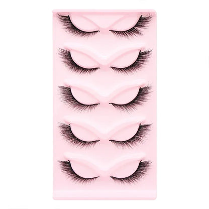 5 Pairs Cat Eye Lashes Faux Mink Eyelashes Natural long Manga Lashes Winged End Eye Elongated Eyelashes Fake Lashes Makeup