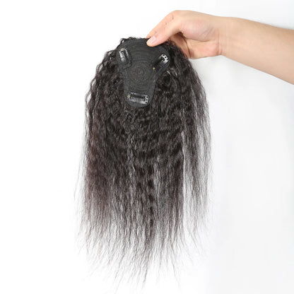 Yaki Straight Human Hair Topper Hair Piece for Thinning Hair or Covering White Hair&Increase Hair Volume,kinky straight hair