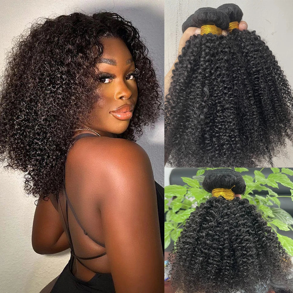 Afro Kinky Curly Bundles Brazilian 1/3 Afro Kinky Human Hair Bundles Deal 8-24" Hair Extensions Curly Human Hair Weave For Women