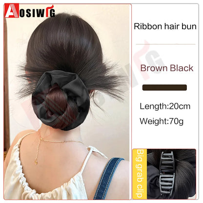 synthetic Half-tie Hair Claw Feather Shuttlecock Head Lazy Meatball Head Crab Clip Wig Catch Clip High Ponytail Hair Accessories