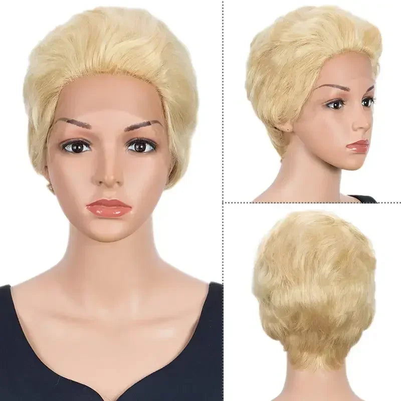 Peruvian Short Straight Hair Wig Pixie Lace Human Hair Wigs For Black Women  Remy Hair Short Lace Pixie Cut Fashion wig