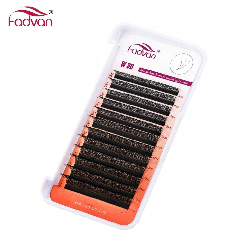 FADVAN 3D-W C/D/M Classic Style W Shape Fan Lashes Extensions Natural Soft Black Style Eyelashes Faux Mink Individual Eyelash