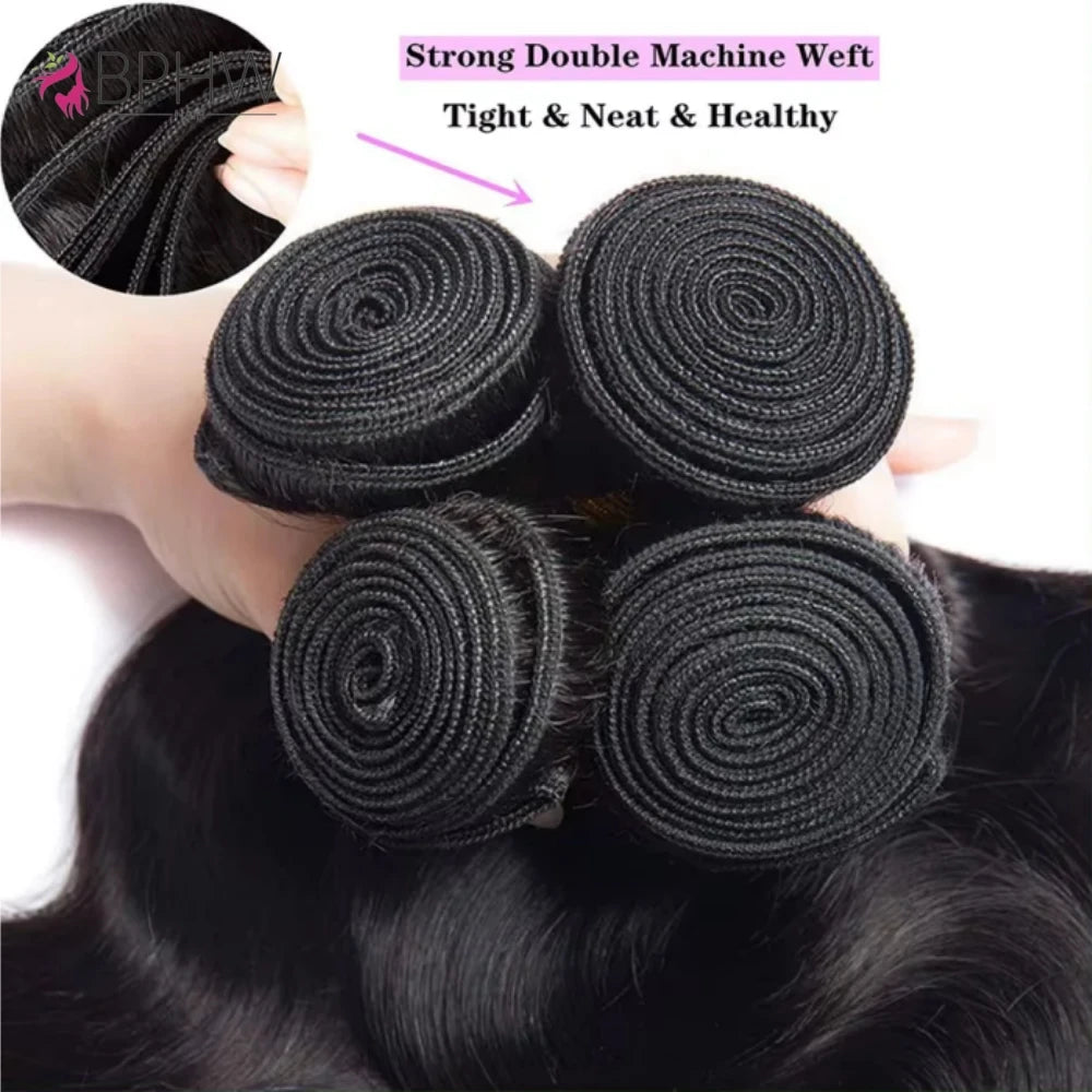 Body Wave Frontal With Bundles Human Hair Brazilian Remy Human Hair Weave Bundles With 4x4 Lace Closure Hair Extension Weft BPHW