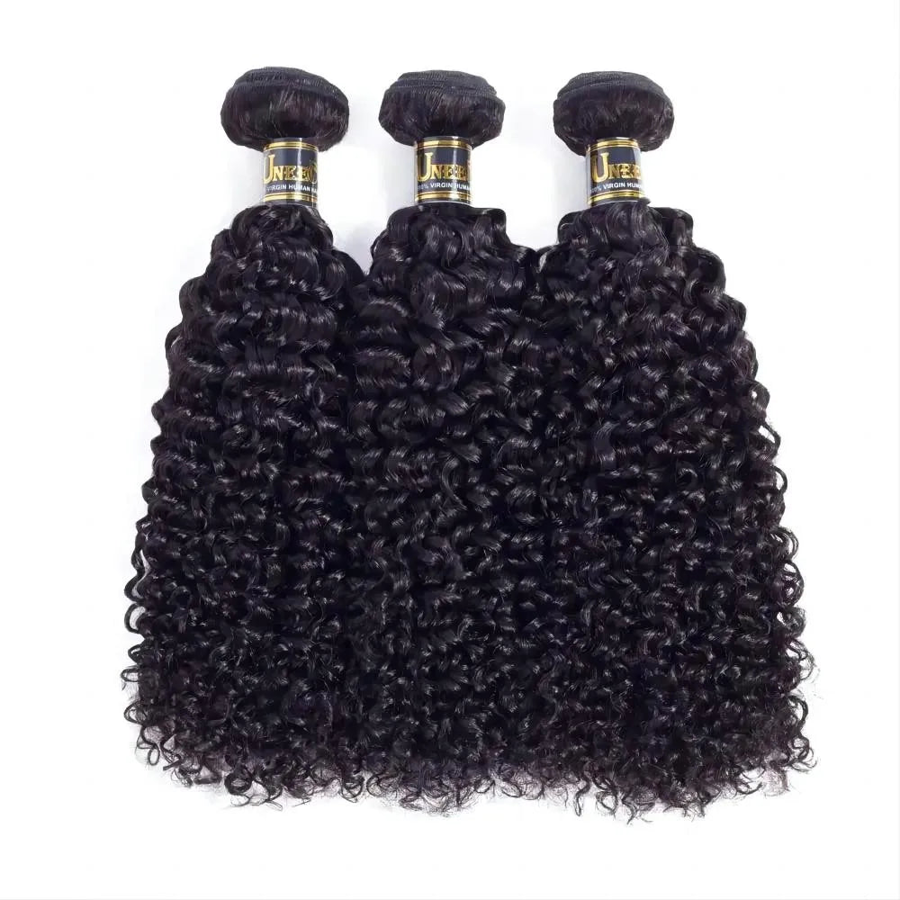 Mongolian Curly Hair Weave Bundles Virgin Kinky Curly Human Hair Bundle 100% Unprocessed Hair Extensions Natural Black Color