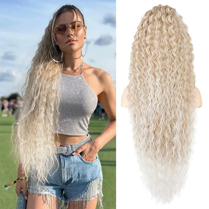 Ponytail Extension Synthetic Hairpieces 36 Inch Long Straight Drawstring Ponytail Fake Tails Natural Soft Clip in Hair Extension