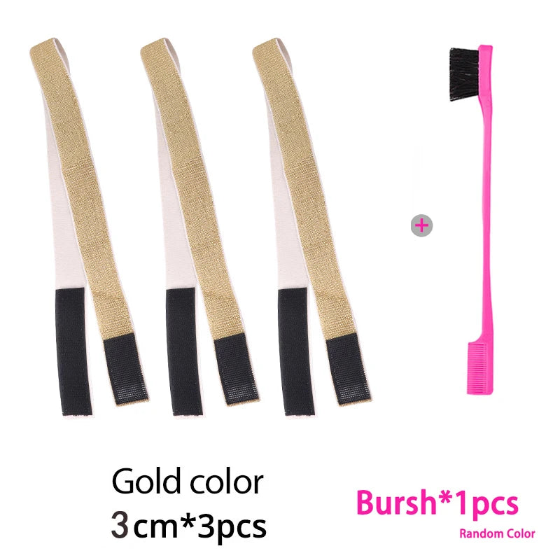 Edge Laying Scarf Elastic Headband For Wigs Lace Frontal 3Pcs Lace Melting Band With 1Pcs Double Side Edge Control Hair Comb