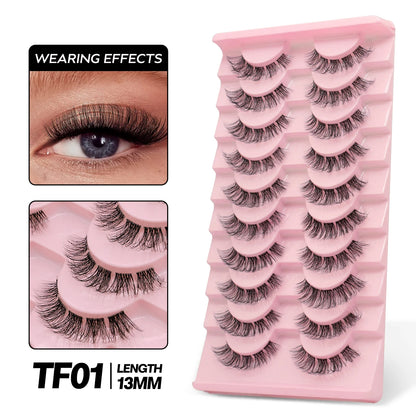 GROINNEYA Cat Eye Effect Natural 5/10 Pairs Elongated eye tail Lashes Look Soft Wispy Mink Eyelashes Full Strip Lashes Extension