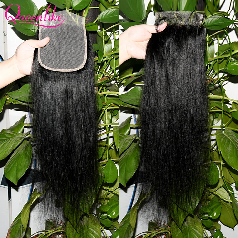 Queenlike 4x4/5x5/6x6 Straight Lace Closure 13x4 Frontal Closure Only Preplucked 100%Brazilian Human Hair Transparent Swiss Lace