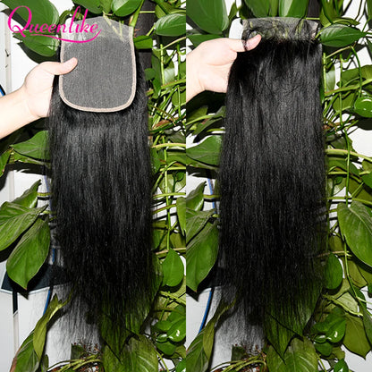 Queenlike 4x4/5x5/6x6 Straight Lace Closure 13x4 Frontal Closure Only Preplucked 100%Brazilian Human Hair Transparent Swiss Lace