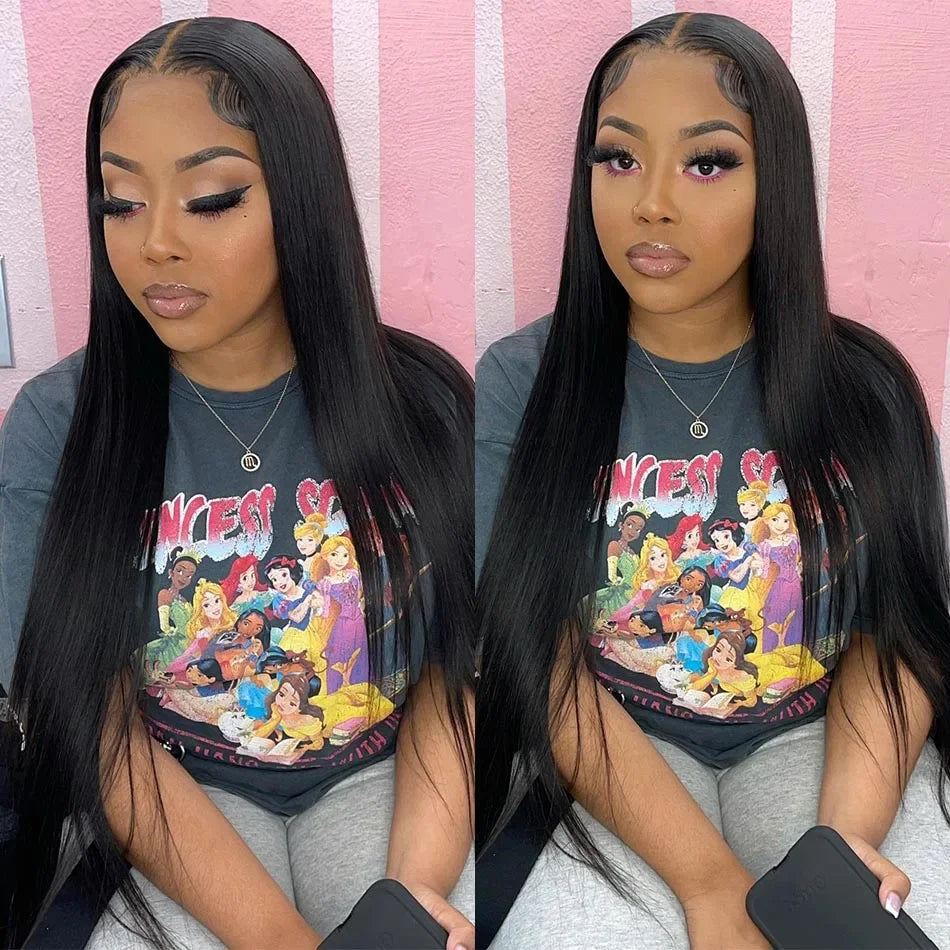 360 Full Lace Wig 13x6 Lace Front Human Hair Wigs For Women 30 34 Inch Brazilian Bone Straight Transparent Lace Frontal Wig 200%
