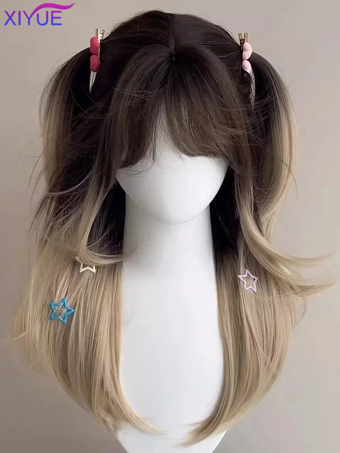 synthetic Wig Headband Wig Big Waves Siamese Cat Gradient Long Curly Hair Air Bangs Imitation Full Real Human Hair Cosplay Wig