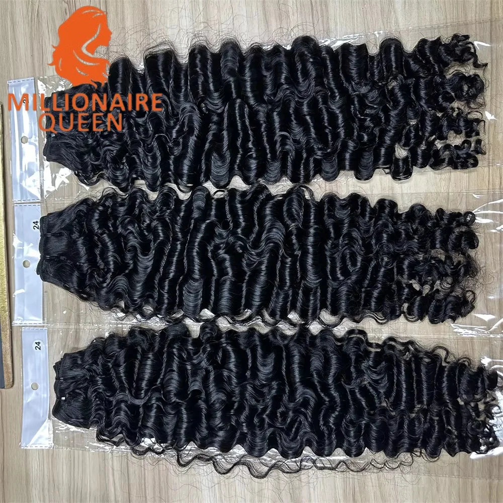 3C4A Burmese Curly Hair Bundles Virgin Human Hair Burmese Vietnamese Raw Human Hair Extensions Wholesale For Full Head 18A