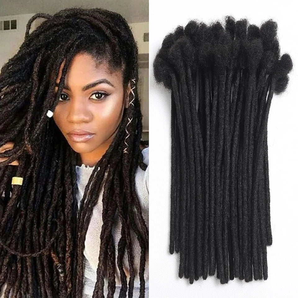 Afro Fully Handmade Permanent Loc Extensions Human Hair 0.8cm Boho Braids Dreadlock Extension Human Hair For Women 10-40 Strands