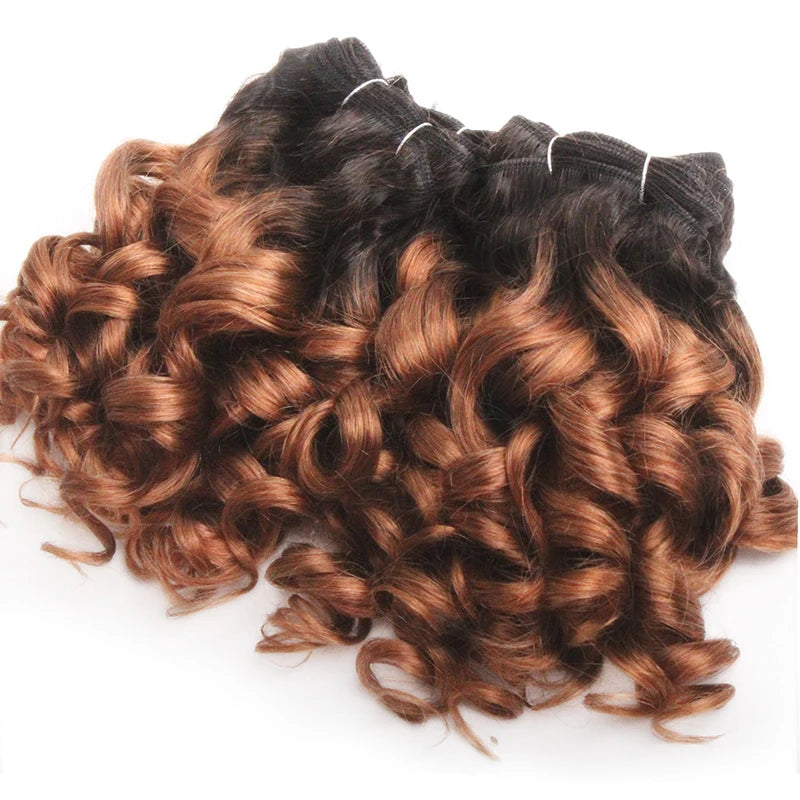 Human Hair Bundles 6 Bundles Ombre Bouncy Curl Bundles For Women Natural Brazilian Hair Weaves 200G For A Full Head Blonde T1B30