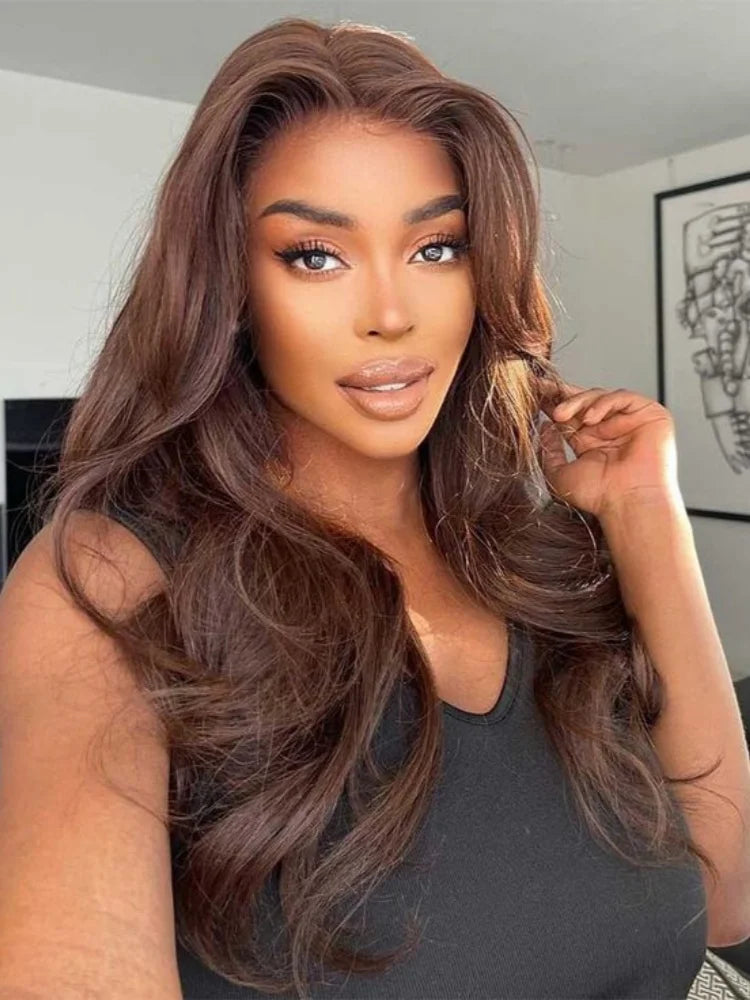 #4 Body Wave Human Hair Bundles Chocolate Brown Human Hair Weaving Curly Bundles Human Hair Colored Hair Extensions For Women