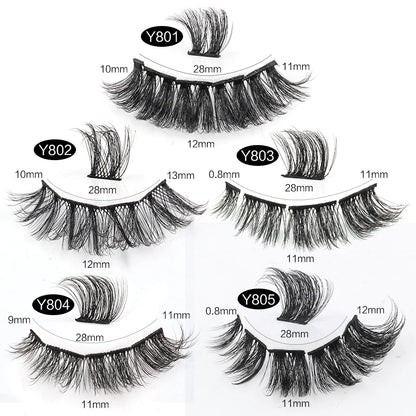 Natural Short False Mink Lashes 3/5/10 Pairs Extensions Eye Hair False Eyelashes 3D Faux Cils Soft Fluffy Eye Lashes for Beauty