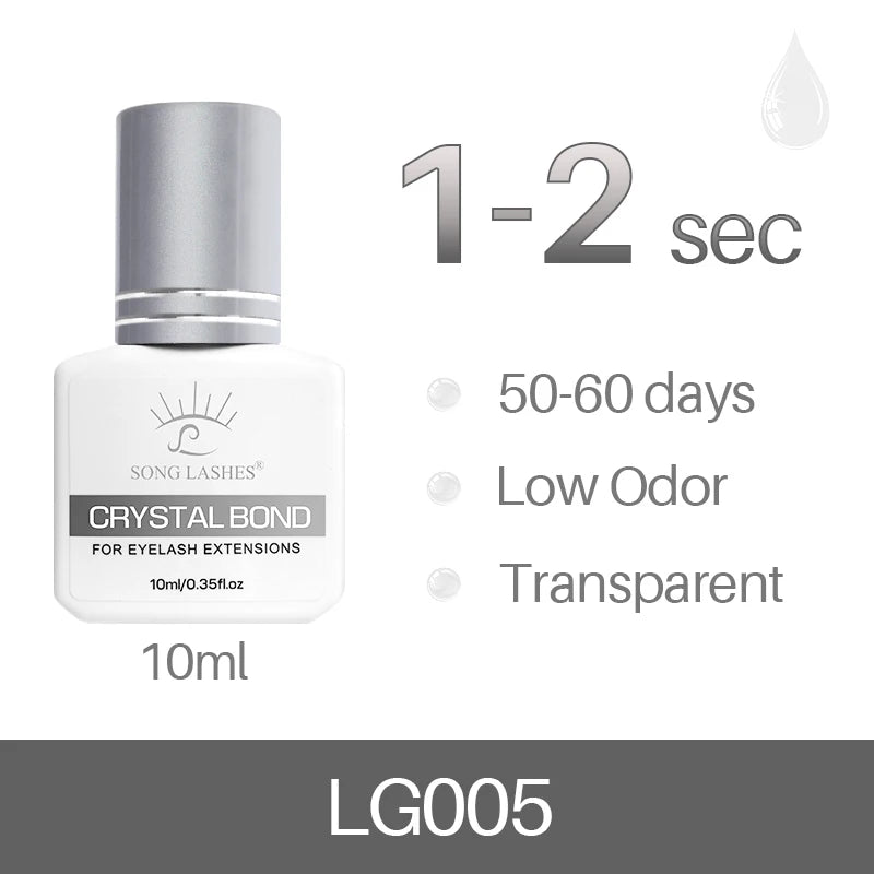 SONG LASHES Eyelash Extension Glue Individual False Lashes Transparent Clear Adhesive Kit for Professional Use 1-2 Sec Dry Time