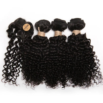 Kinky Curly Bundles With Closure Natural Human Hair Bundles Short Indian Hair Bundles With Circular Closure
