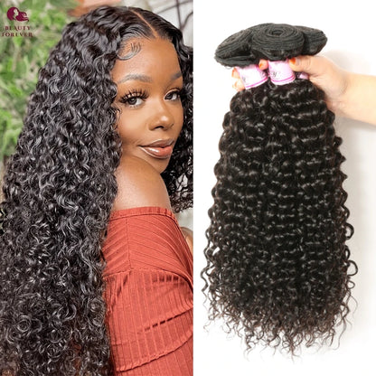 Beautyforever Malaysian Curly Human Hair Bundles With Lace Closure 100% Raw Virgin Human Hair Weave 3 Bundles With Lace Closure