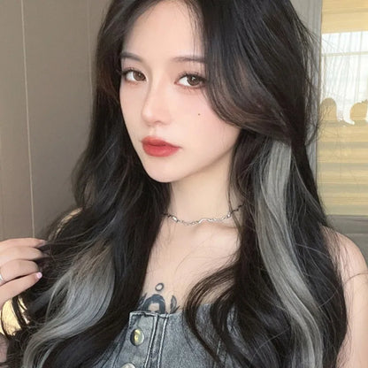 Synthetic Wigs 1 Pair 50Cm Fashion One-piece Slightly Curly Highlights Wig Natural Seamless Hair Accessories