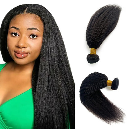 Kinky Straight Bundles Human Hair Sew in Hair Extensions Real Human Hair 24 Inch Weft Hair Extensions Human Hair Natural Black