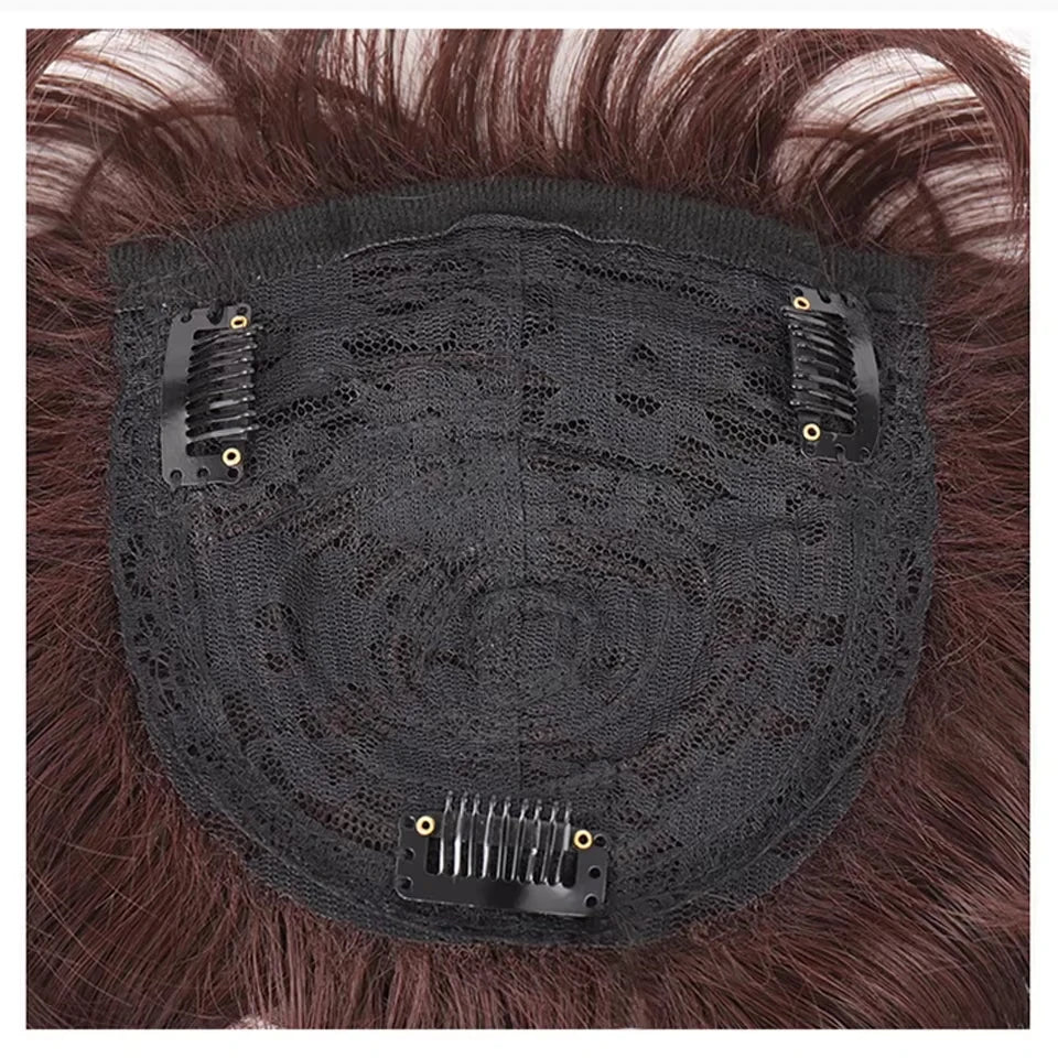 YELOWTIM Synthetic Long Water Wavy Curly Half Head Wig Women's Hairpieces Invisible Head Top Wig Block Increase Hair Volume