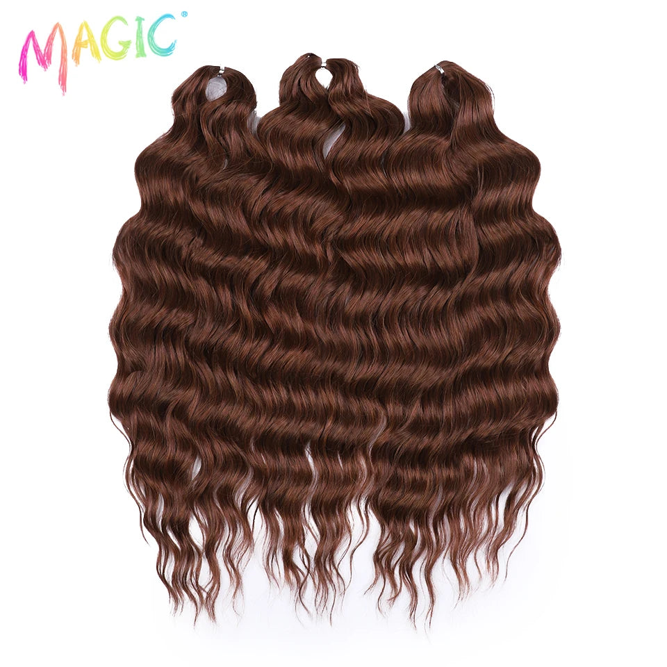Magic Hair Synthetic Loose Deep Wave Braiding Hair Extensions 24 Inch Water Wave Braid Hair Ombre Blonde Twist Crochet Curly Hai