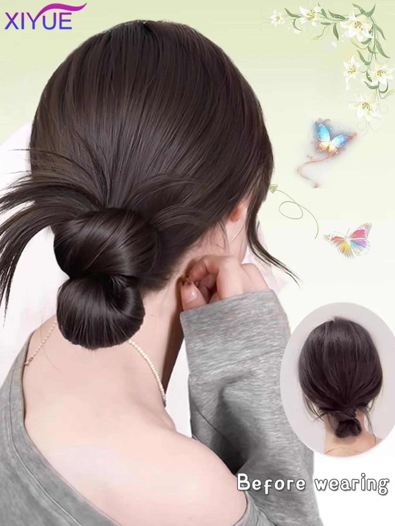 synthetic Half-tie Hair Claw Feather Shuttlecock Head Lazy Meatball Head Crab Clip Wig Catch Clip High Ponytail Hair Accessories