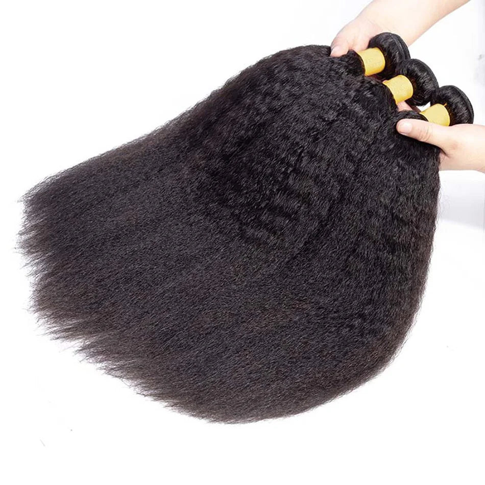 Kinky Straight Hair Bundles 100% Human Hair Extensions for Woman Cheap Yaki Straight Hair 1/3/4 Bundle Deals Natural Hair Weave