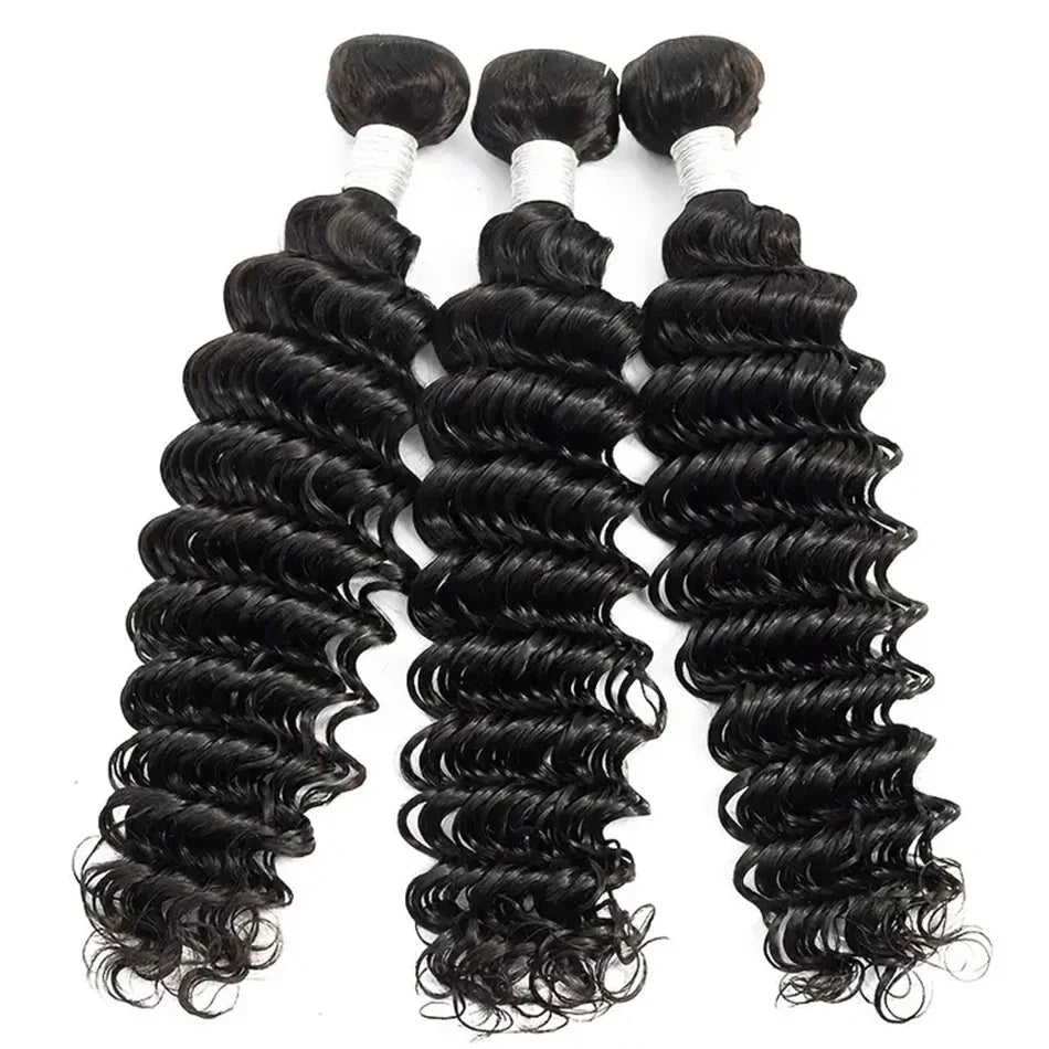 30Inch Deep Wave 1 3 4 Bundles Deal Malaysian Hair Weave Bundles 100% Virgin Human Depp Water Curly Bundles Extensions Tissage