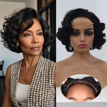 100% Raw Vietname Hair Bouncy Curly Wigs 5x5 HD Lace Closure Wear And Go Glueless Short Human Hair Lace Closure wig 250% Density