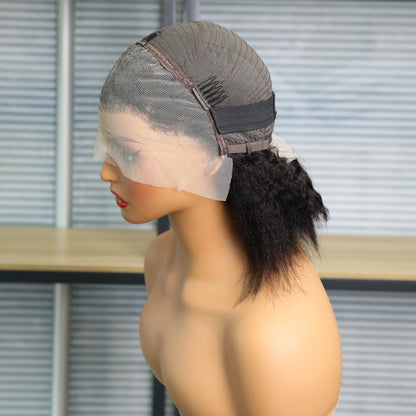 Kinky Straight 13x4 Lace Frontal Human Hair Wig For Women Brazilian Yaki Straight Short Bob Wig Human Hair Pre Plucked On Sale