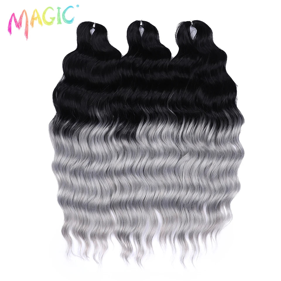 Magic Hair Synthetic Loose Deep Wave Braiding Hair Extensions 24 Inch Water Wave Braid Hair Ombre Blonde Twist Crochet Curly Hai