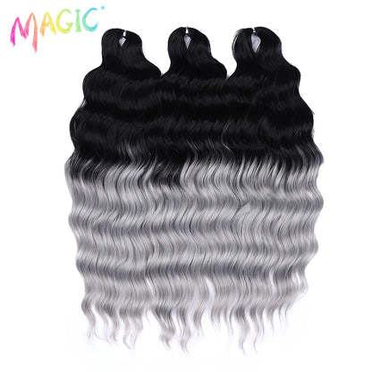 Magic Hair Synthetic Loose Deep Wave Braiding Hair Extensions 24 Inch Water Wave Braid Hair Ombre Blonde Twist Crochet Curly Hai