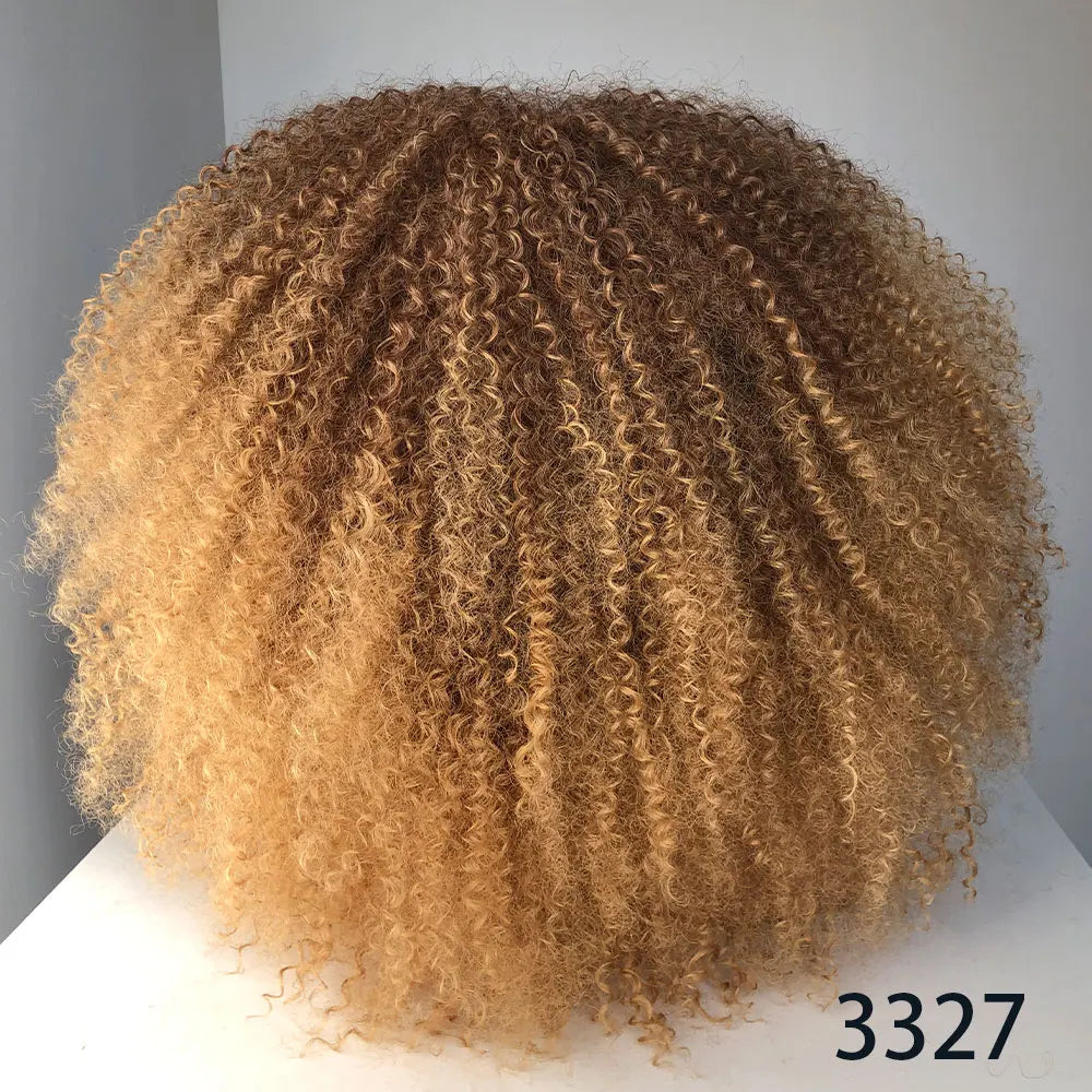 Afro Curly Wigs With Bangs For Black Women Burgundy Wig Synthetic Wine Red Hair Ombre Brown Blonde Cosplay Wig