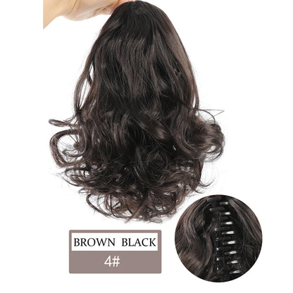 Synthetic Ponytail Extension, 10" Short Claw Clip in Pony Tails Hair Extensions Curly Wavy Ponytail Hairpieces for Women Black