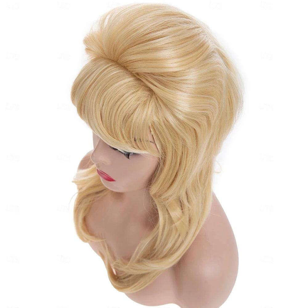 Synthetic Hair 50s Beehive Wigs for Women Blonde Bouffant Big Synthetic Wigs Married Housewife Vintage Costume Cosplay Wig