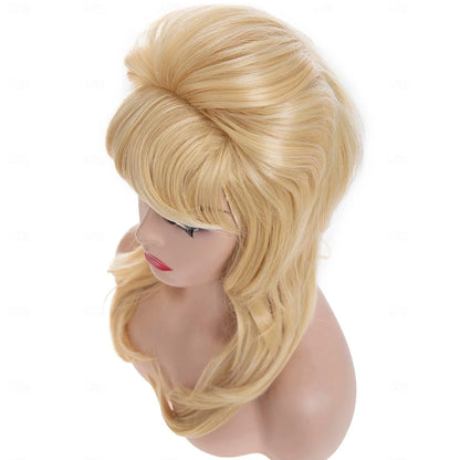 Synthetic Hair 50s Beehive Wigs for Women Blonde Bouffant Big Synthetic Wigs Married Housewife Vintage Costume Cosplay Wig