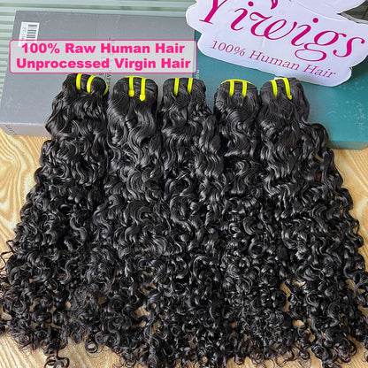 Yiwigs Burmese Curly 100% Human Hair Bundles Bouncy Curly Unprocessed Raw Virgin Hair Weave Extensions For Black Women