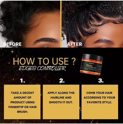 Edge Control Strong Hold Hair Gel Thick Edges Styling Gel Non-Greasy Non-Flaking No White Cast Long Lasting Supports All Hair Ty