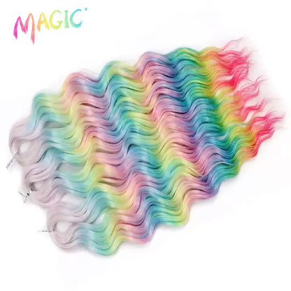Magic Hair Synthetic Loose Deep Wave Braiding Hair Extensions 24 Inch Water Wave Braid Hair Ombre Blonde Twist Crochet Curly Hai