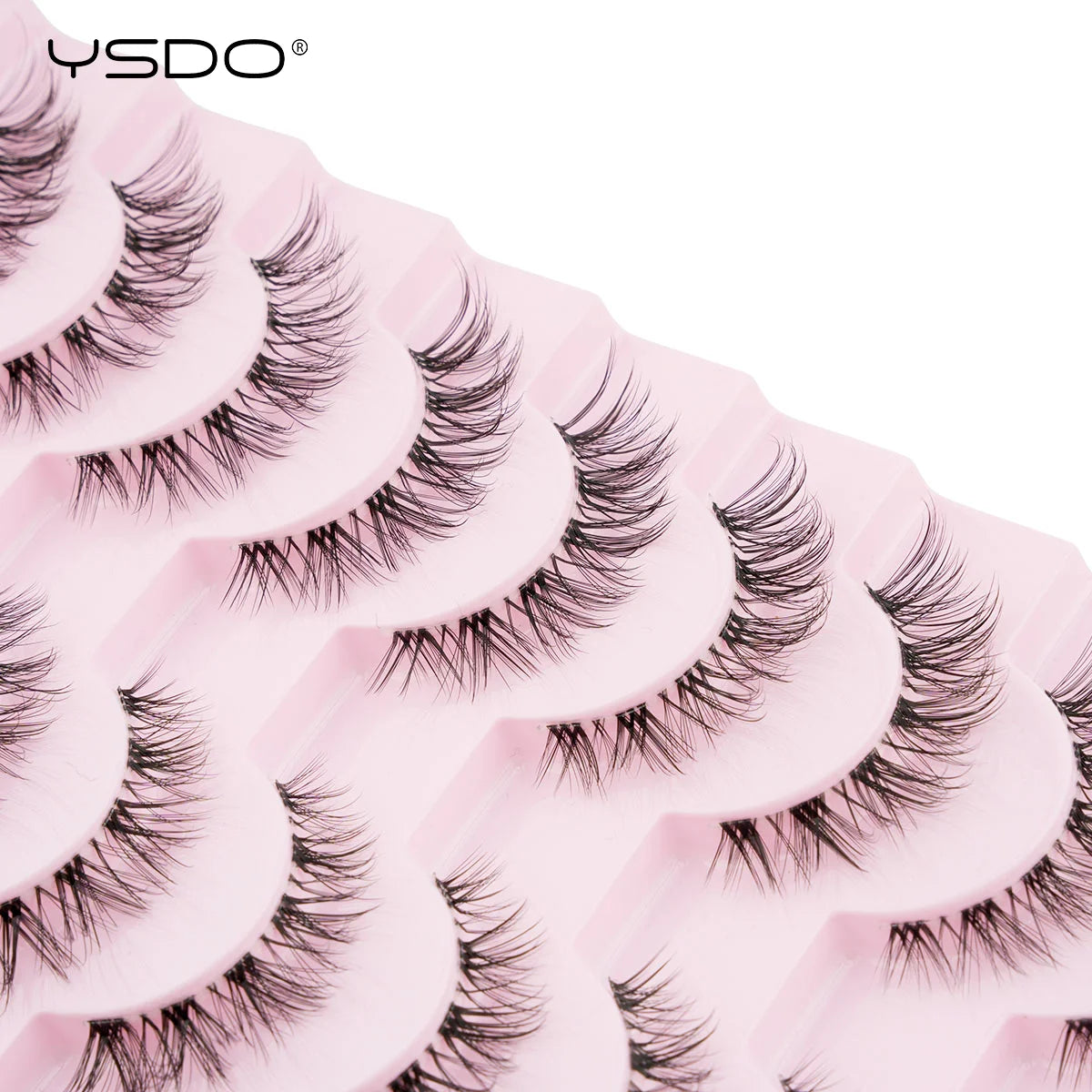 YSDO Natural Long Eyelashes 10 Pairs Wispy Soft 3D Mink Lashes Reusable Cat Eye Lashes Makeup Eyelash Extension Faux Cils