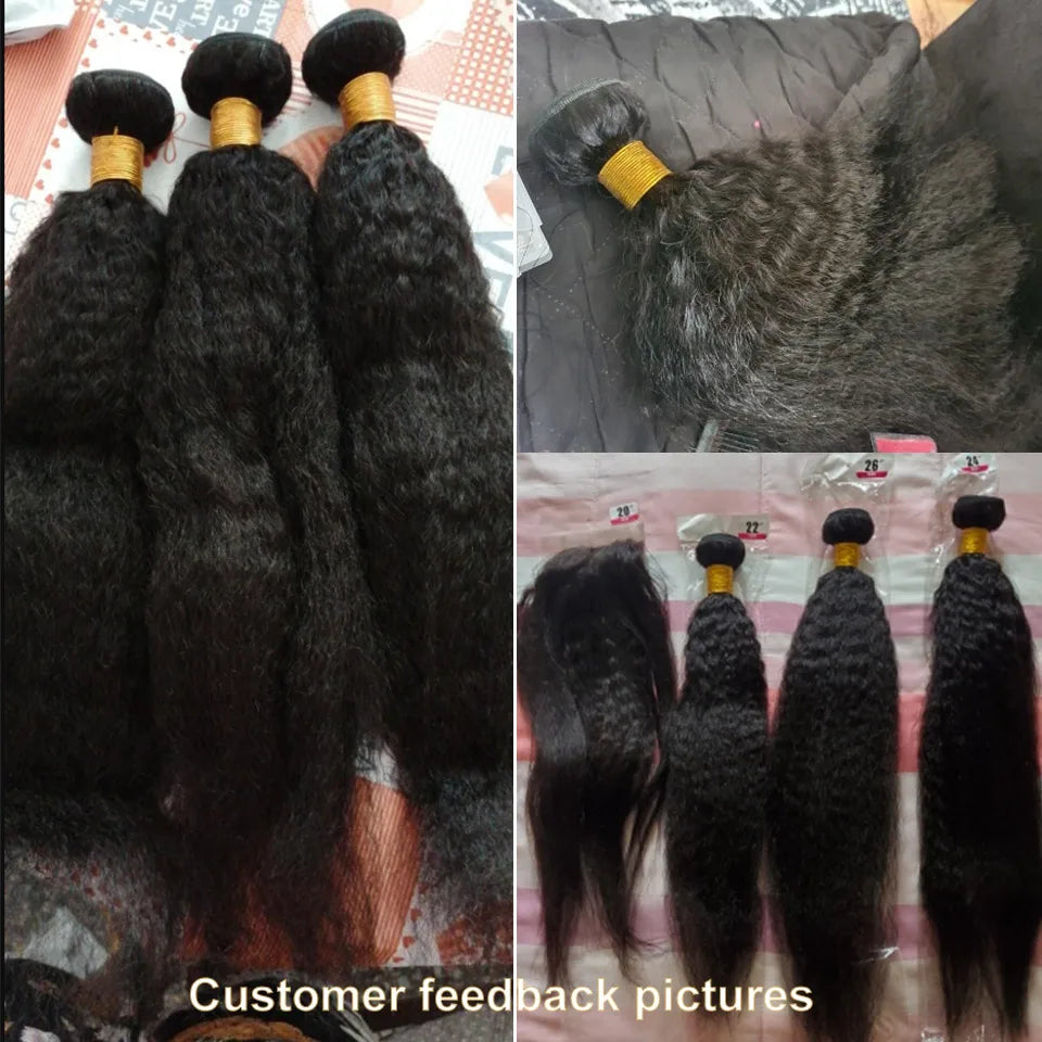 30 Inch Kinky Straight Bundles Human Hair Brazilian Natural Black Yaki Hair 1/3/4 Bundles Deal Yaki Straight Human Hair Bundles