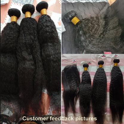 30 Inch Kinky Straight Bundles Human Hair Brazilian Natural Black Yaki Hair 1/3/4 Bundles Deal Yaki Straight Human Hair Bundles