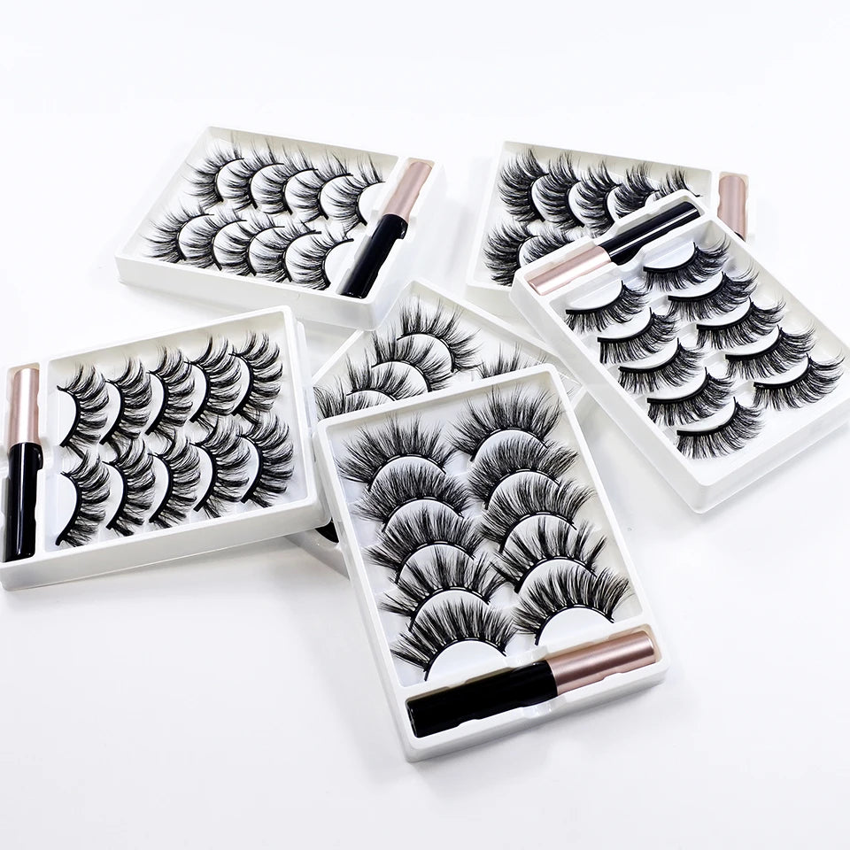REDSIREN Natural Magnetic Lashes Makeup 1/5Pairs Reusable Magnetic False Eyelashes and Eyeliner Kit